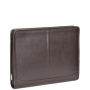 Zip Around Folio Leather Folder A4 Binder Organiser Underarm Bag A1 Brown Front Angle