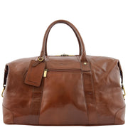 Prestigious Cognac Veg Tan Leather Holdall Travel Duffle Weekend Bag Voyage Front
