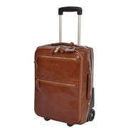 Exclusive Leather Trolley Hand Luggage Cabin Suitcase Concorde Chestnut