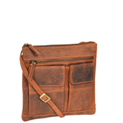 Womens Cross-Body Leather Bag Slim Shoulder Travel Bag A08 Tan