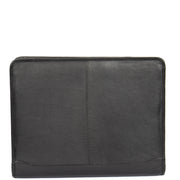 Zip Around Folio Leather Folder A4 Binder Organiser Underarm Bag A1 Black Front
