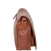 Womens BROWN Leather Messenger Cross body Shoulder Bag A53 Side