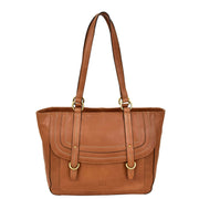 Womens Tan Leather Shoulder Bag Top Handle Designer Handbag Anna Front
