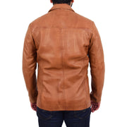 Mens Leather Blazer Real Lambskin Jacket Dinner Suit Style Coat Dean Cognac Back