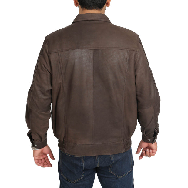 Gents Blouson Brown Leather Jacket Albert Nubuck Back
