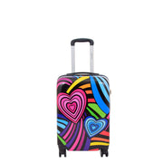 Cabin Size Suitcase Multicolour Hearts Travel Bag 4 wheel Hand Luggage A20S Front