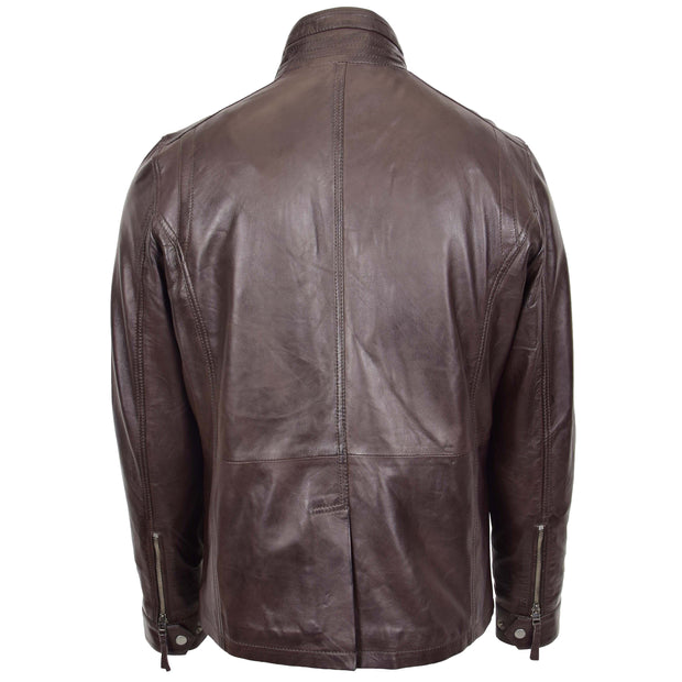 Mens Genuine Leather Parka Jacket 3/4 Long Car Coat RUSSO Brown 2