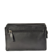 Soft Leather Wrist Bag BLACK Travel Clutch Pouch Grab Handbag A33 Back