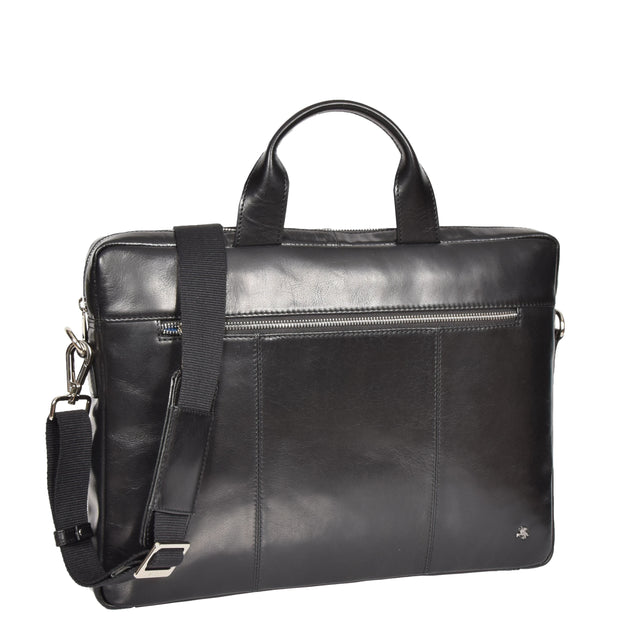 Laptop Briefcase Real Leather Business Bag Messenger Satchel Black Nice
