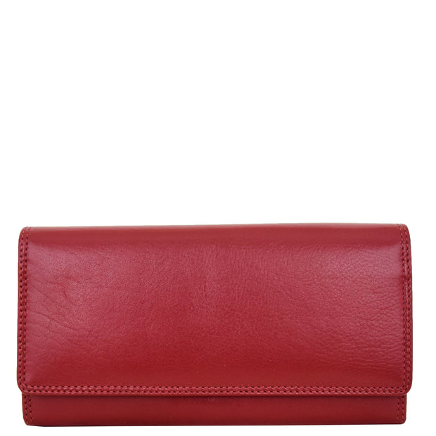 Womens Soft Leather Clutch Purse Envelope Style Wallet AVT3 Red Front
