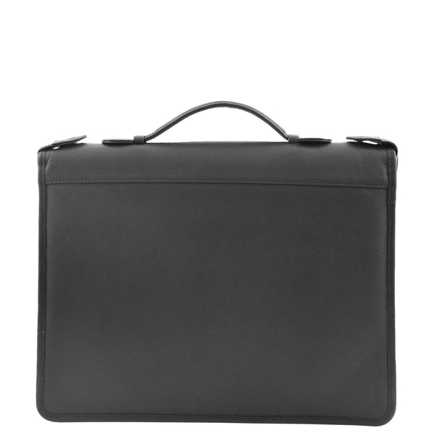 Black Leather A4 Ring Binder File Folio Office Bag Zip Organiser Braga Front 1