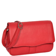 Womens Red Leather Shoulder Messenger Handbag Ada Front Angle
