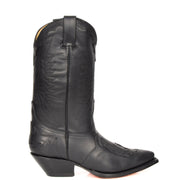 Real Leather Pointed Toe Cowboy Boots AZ350 Black Side 1