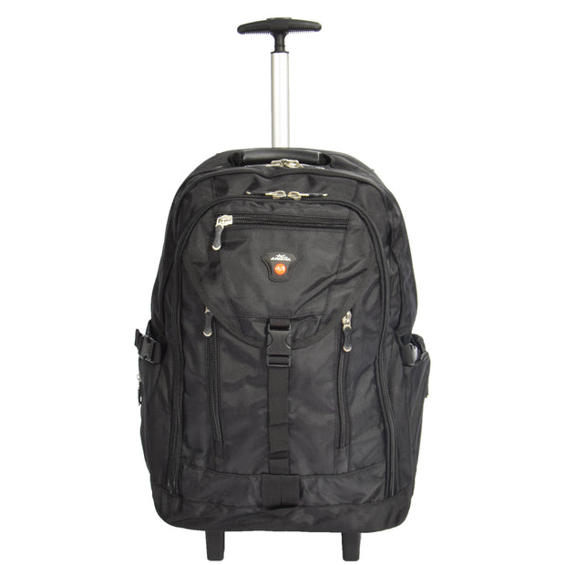 Cabin Size Wheeled Backpack Hiking Camping Travel Bag Olympus Black Front