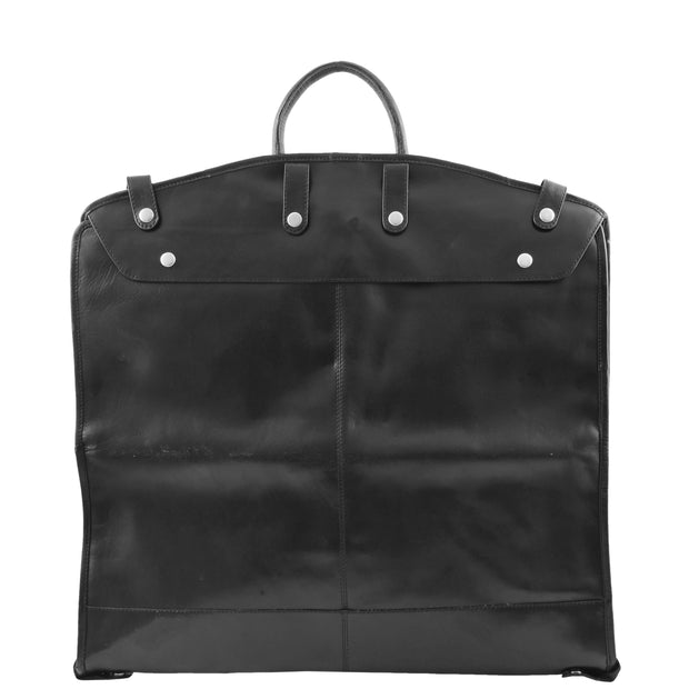 Exclusive Leather Slimline Travel Garment Bag Suit Carrier Dress Cover Remy Black Back
