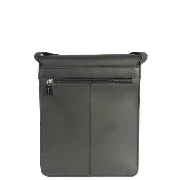 Gents Leather Messenger Shoulder Cross Body News Boy Bag A41 Black Back