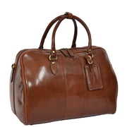 Genuine Leather Holdall Weekend Cabin Duffle Bag A21 Chestnut Front