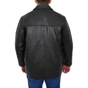 Gents Real Leather Button Box Jacket Classic Regular Fit Coat Luis Black Back