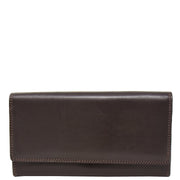 Womens Soft Leather Clutch Purse Envelope Style Wallet AVT3 Brown