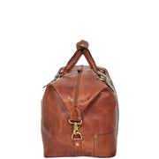 Genuine Leather Holdall Vintage Tan Travel Weekend Duffle Bag Rome Side