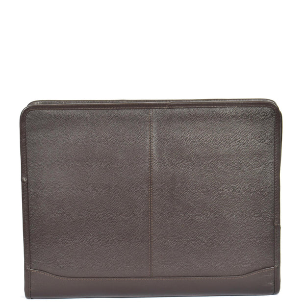 Zip Around Folio Leather Folder A4 Binder Organiser Underarm Bag A1 Brown Front