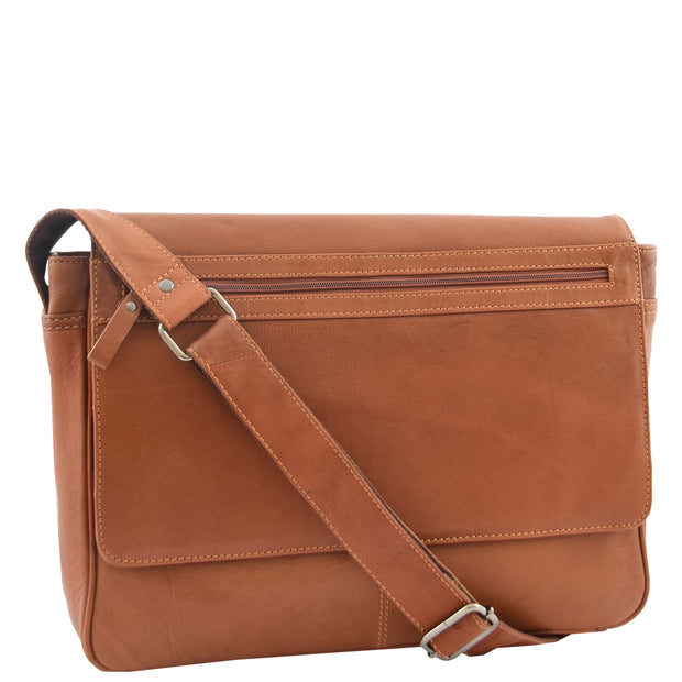 Mens Messenger Bag Real Leather Flight Shoulder Organiser Carl Tan