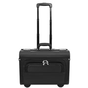 Wheeled Pilot Case Black Faux Leather Briefcase Business Rep Cabin Bag Dallas Front 1