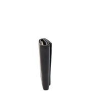 Soft Leather Key Wallet  Tri-fold Six Keys Ring Case AV11 Black Side