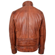 Mens Genuine Leather Biker Style with Sherpa Lined DEAN Brown Flame 2