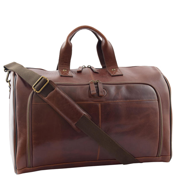 Genuine Leather Holdall Weekend Gym Business Travel Duffle Bag Ohio Brown