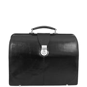 Exclusive Doctors Leather Bag Black Italian Briefcase Gladstone Bag Doc Front 1