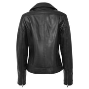 Womens Genuine Leather Biker Jacket Designer Fitted Coat Myla Black Back