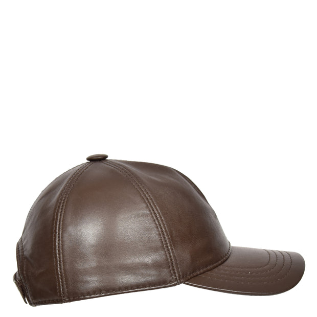 Genuine Leather Baseball Cap Sports Casual Viper Brown Side
