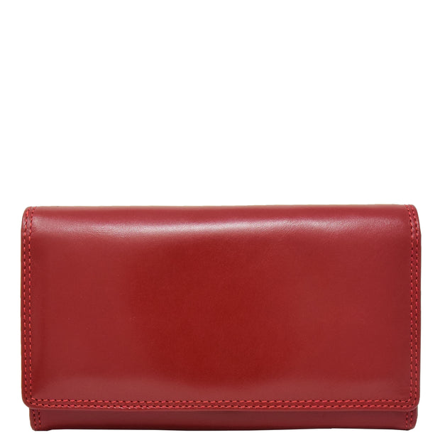 Womens Real Leather Envelope Style Clutch Wallet Purse AVM1 Red Front
