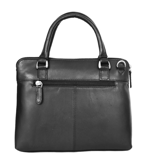 Womens Leather Tote Handbag Trim Small Top Handles Bag Dixie Black