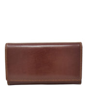 Womens Real Leather Envelope Style Clutch Wallet Purse AVM1 Brown Front