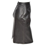 Womens Black Leather Pencil Skirt Lucy side view
