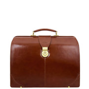 Exclusive Doctors Leather Bag Cognac Italian Briefcase Gladstone Bag Doc Front 1