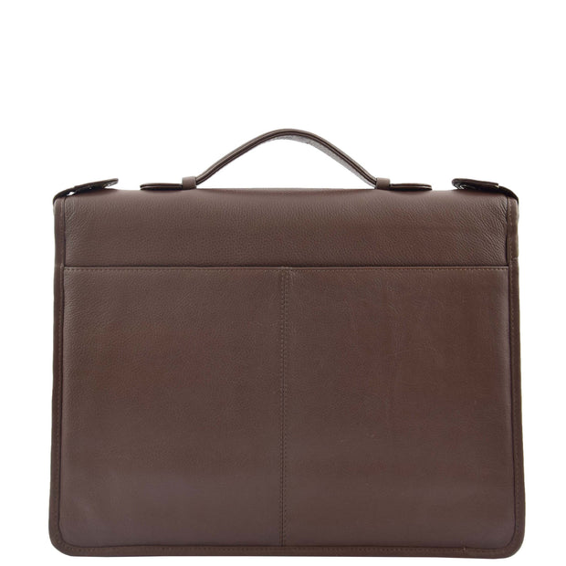 Brown Leather A4 Ring Binder File Folio Office Bag Zip Organiser Braga Back
