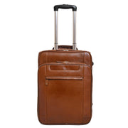 Luxurious Cognac Leather Cabin Size Suitcase Hand Luggage Beverley Hills Front 1