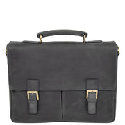 Mens REAL Leather Briefcase Vintage Look Satchel Shoulder Bag A167 Navy Front
