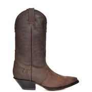 Real Leather Pointed Toe Cowboy Boots AZ350 Brown Side 1