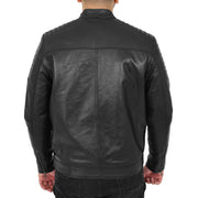 Trendy Genuine Soft Leather Biker Zipper Jacket For Men Rider Black Back