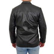 Real Leather Classic Blazer For Mens Smart Casual Black Jacket Kevin Back