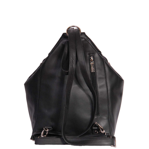 Womens Genuine Black Leather Backpack Walking Bag A57 Back