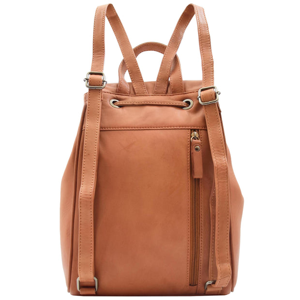 Womens Leather Backpack Cognac Casual Travel Rucksack Work Daypack Lydia 1