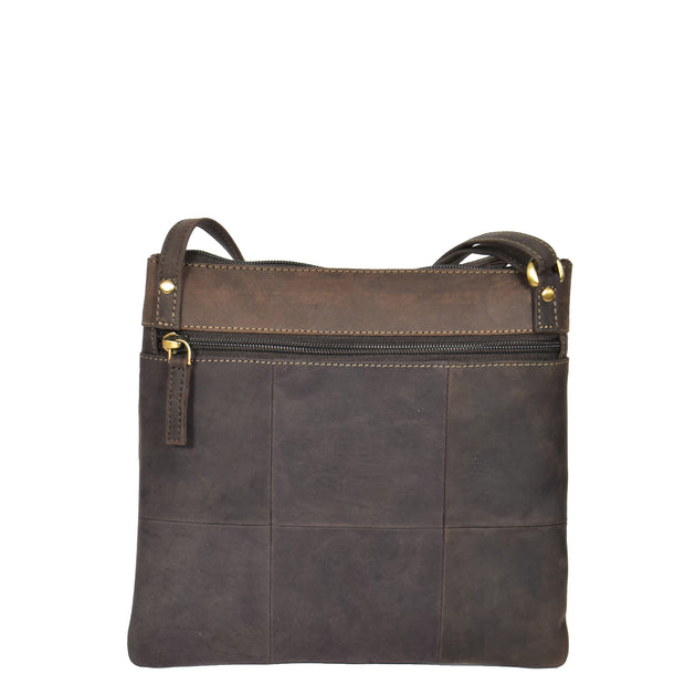 Womens Cross-Body Leather Bag Slim Shoulder Travel Bag A08 Oil Brown Back
