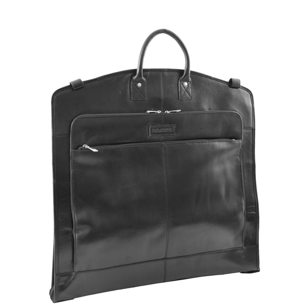 Exclusive Leather Slimline Travel Garment Bag Suit Carrier Dress Cover Remy Black