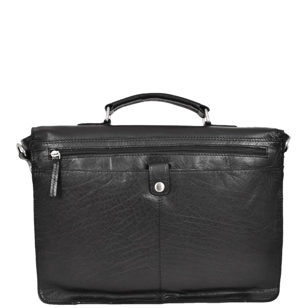 Genuine Leather Briefcase for Mens Business Office Laptop Bag Edgar Black Back