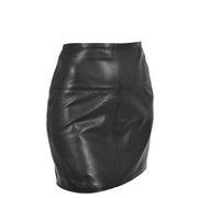 Womens Leather Mini Skirt Ivy Black front 1